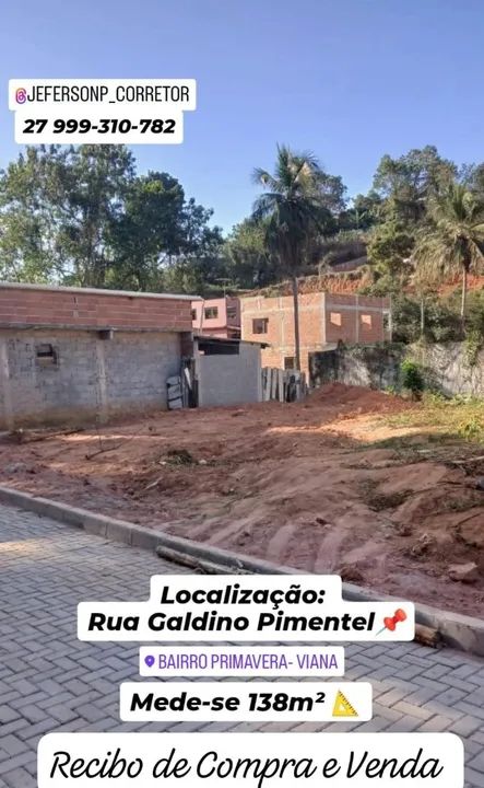 Vendo Meio Lote 138m² Primavera Viana Marcílio de Noronha 