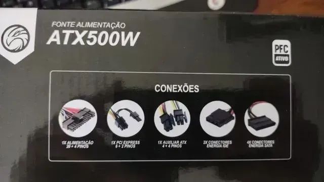 Fonte Gamer Atx 500w Real Pfc Ativo Bivolt Automático com embalagem reforçada - Foto 5