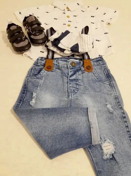 Conjunto Duas Peças Bebê Calça Suspensório + Camisa - Foto 5