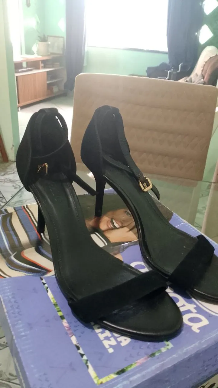 Sandália Salto Fino Preta