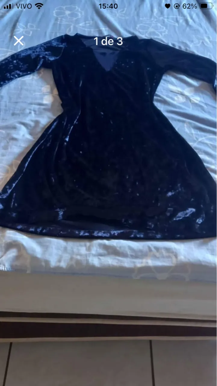 Vestido de veludo azul marinho veludo