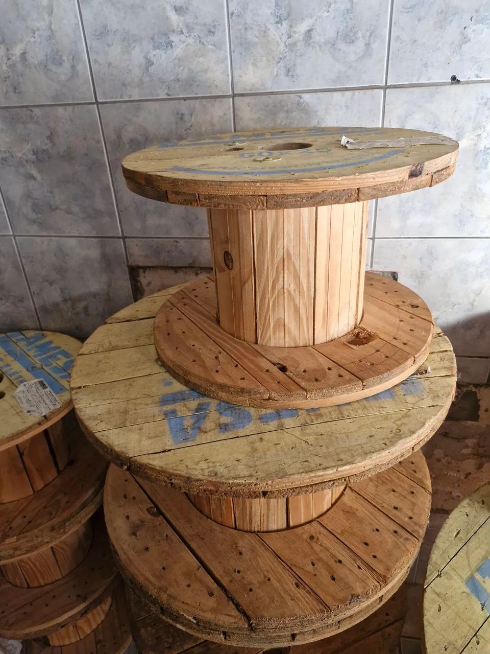 Carretel Bobinas de madeira para decoração - Foto 2