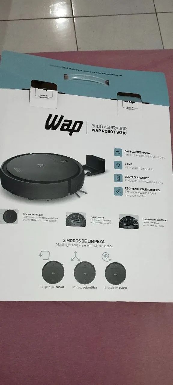 Robô aspirador Wap robot w310, com controle remoto, carregador bivolt, 2 meses de uso.