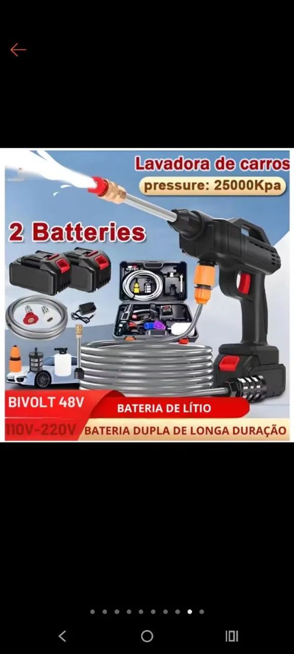 Lavadora portátil 2 baterias 48v com maleta e acessórios 