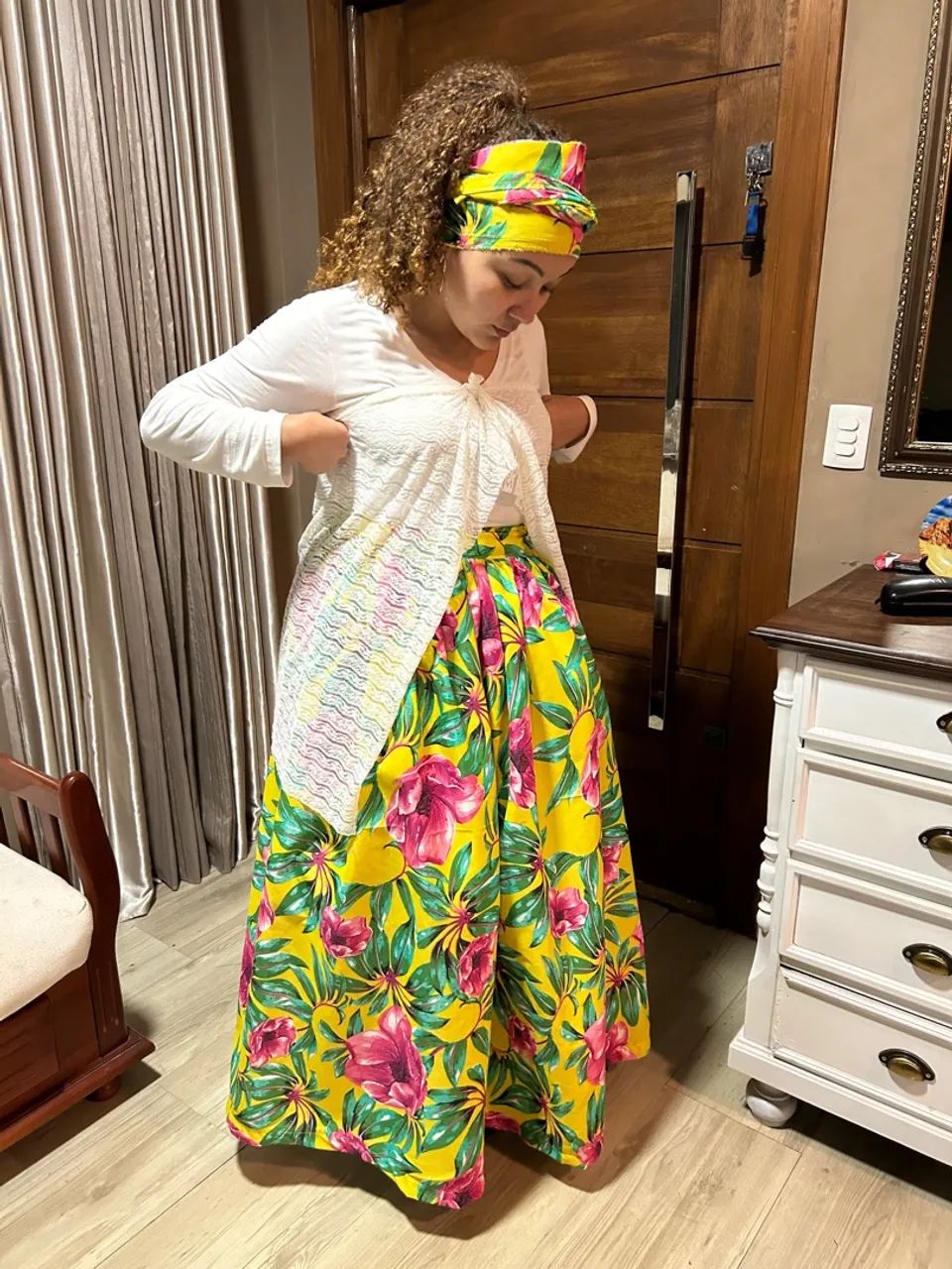 Saia estampada - umbanda e candomblé (+pano de cabeça) - Foto 2