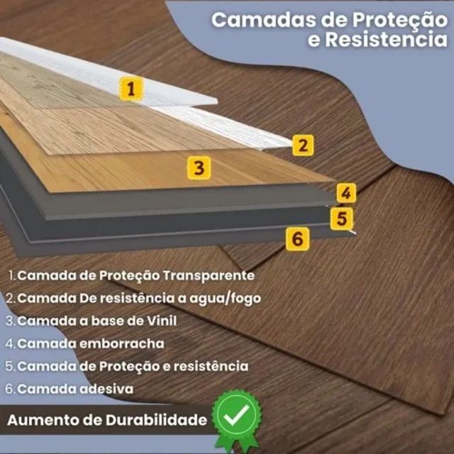 Piso Vinílico Régua Placa Manta Autocolante Amadeirado 5m² - Foto 4