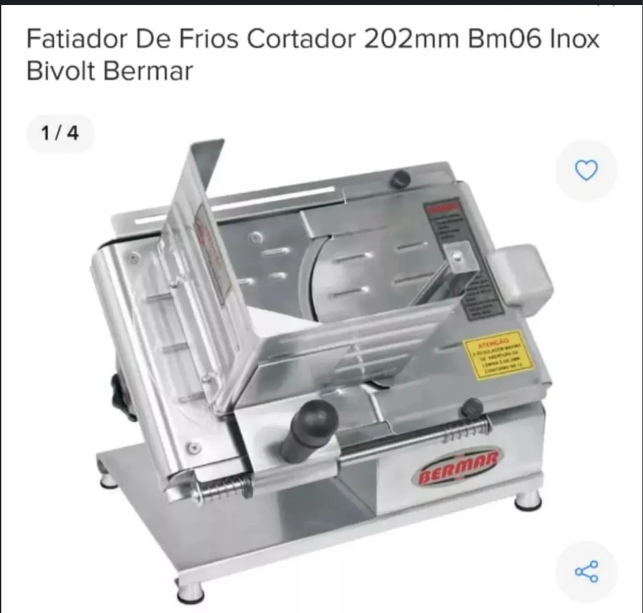 Fatiador De Frios Cortador 202mm BM06 Inox Bivolt Bermar