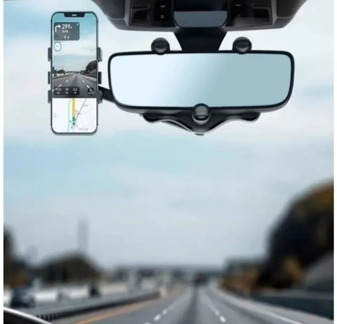 Suporte para Celular Smartphone com Apoio no Retrovisor Extensível Giro 360º - Foto 4