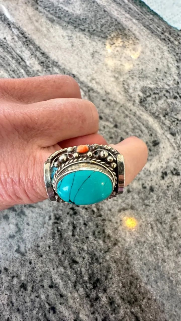 Anel de prata com turquesa - Foto 2