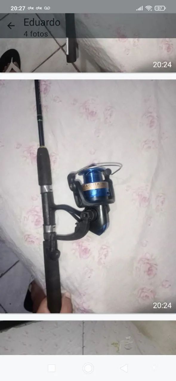 Vara com molinete+faca camping 