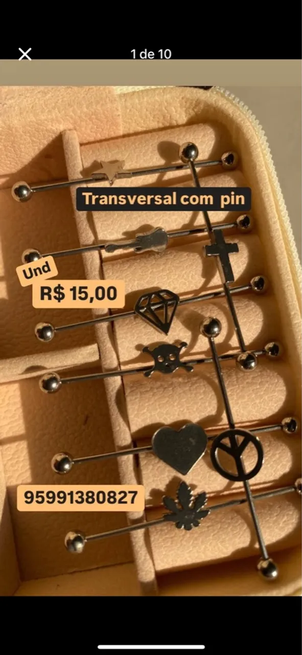 Piercings Transversais com Pin - Diversos Modelos