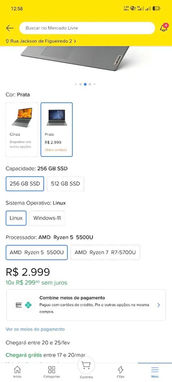 Notebook Ideapad 3, rizen 5, 5500 u, 