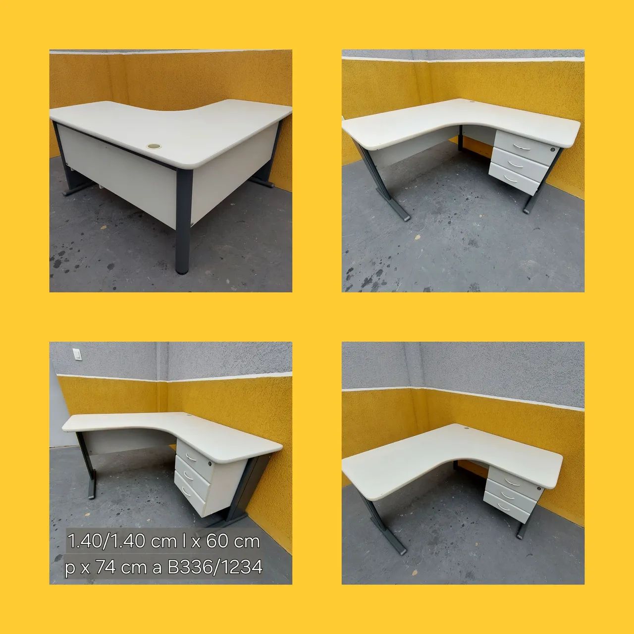 Mesa de Escritório em L com Gaveteiro 1.40x1.40 cm