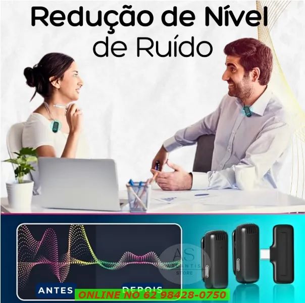 Microfone Lapela Duplo Sem Fio Celular Gravações Lives Vídeo - Foto 6