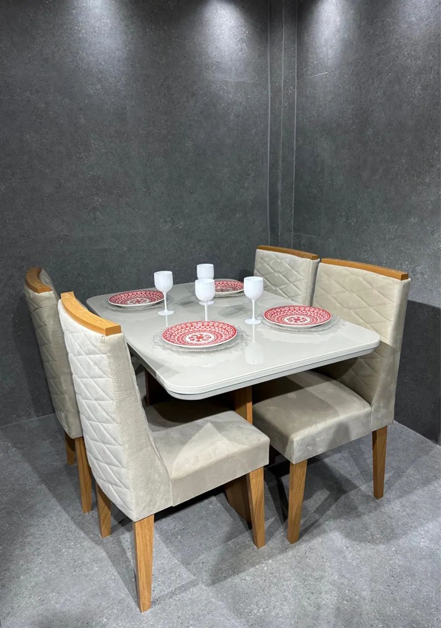 Conjunto de Mesa de Jantar com 4 cadeiras 1,20x90 - Foto 2