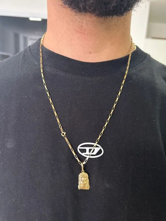 Corrente maciça de Ouro com Pingente de Jesus - Foto 3