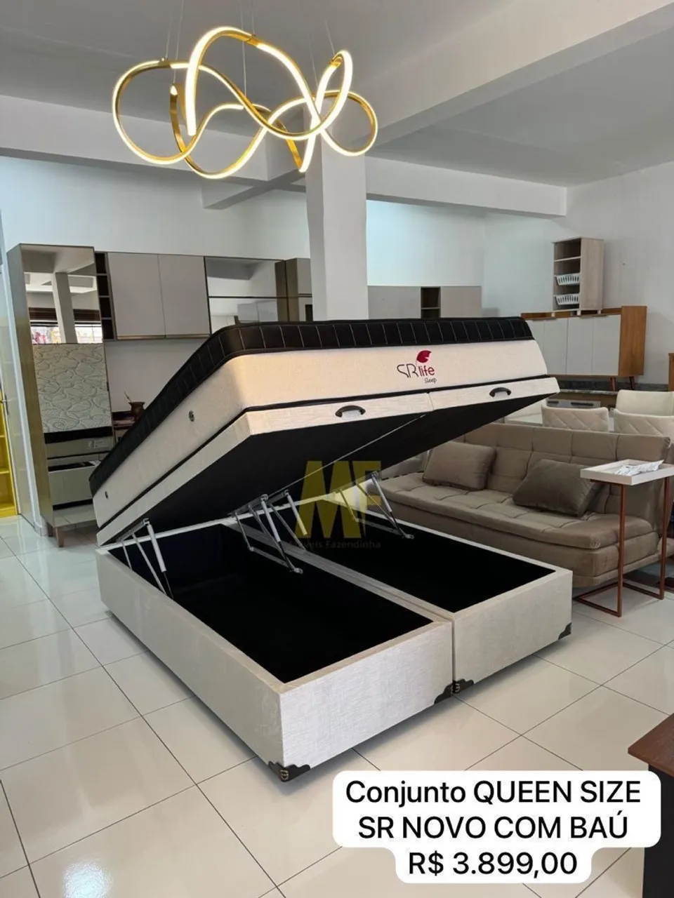 CAMA BAÚ Conjunto Cama Box Queen Size com Baú SR Novo