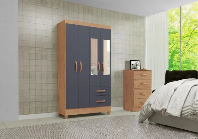 Guarda Roupa 4 Portas 2 Gavetas com Espelho DIVIDIMOS EM ATÉ 10X SEM JUROS - Foto 3