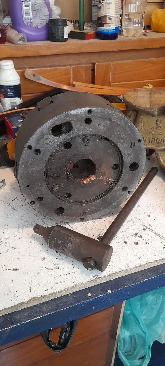 Placa de 8 polegadas + mandris + contra ponto - Foto 4