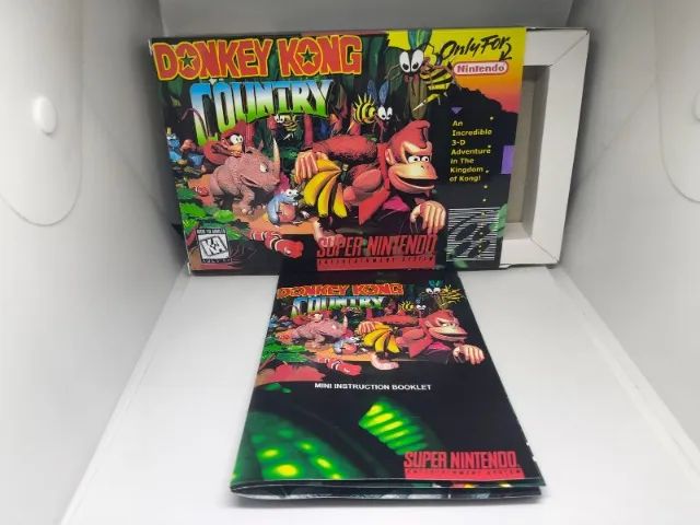 Caixa do Jogo Donkey Kong Country para Super Nintendo - Inclui Berço e Mini Manua