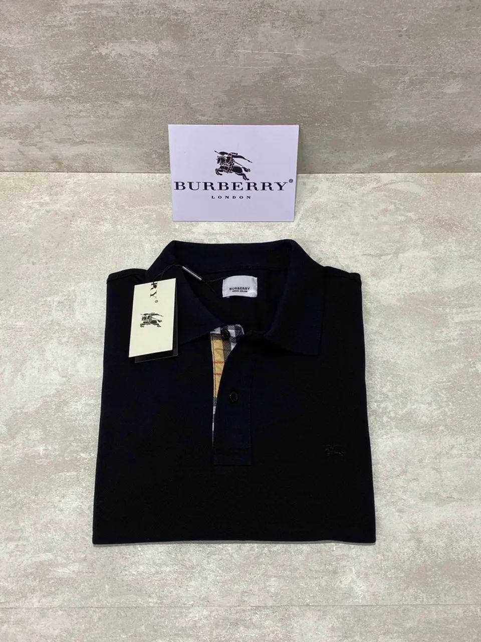 トップス Burberry london black nova poloshirt dl Burberry London Polo Shirt Mens L Nova Check Cotton Pique Classic