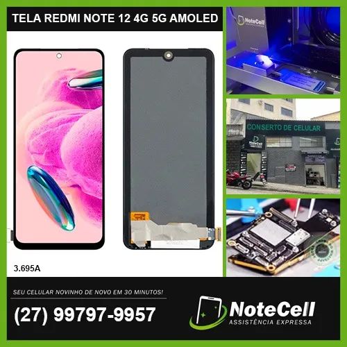 Tela/Display P/ Xiaomi Redmi Note 12 4G 5G Original Amoled 3.695A