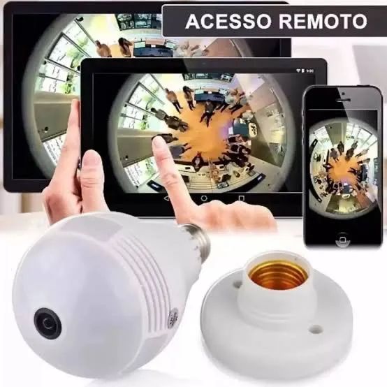 Câmera Espiã Wi-Fi - Bulb Camera - Segurança 360°