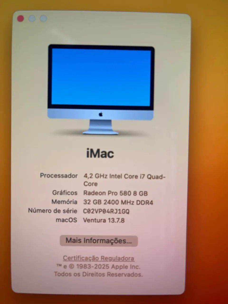 IMAC 27 polegadas 5K 2017 I.7 32G 2TB SSD. 8GB VGA - Foto 3