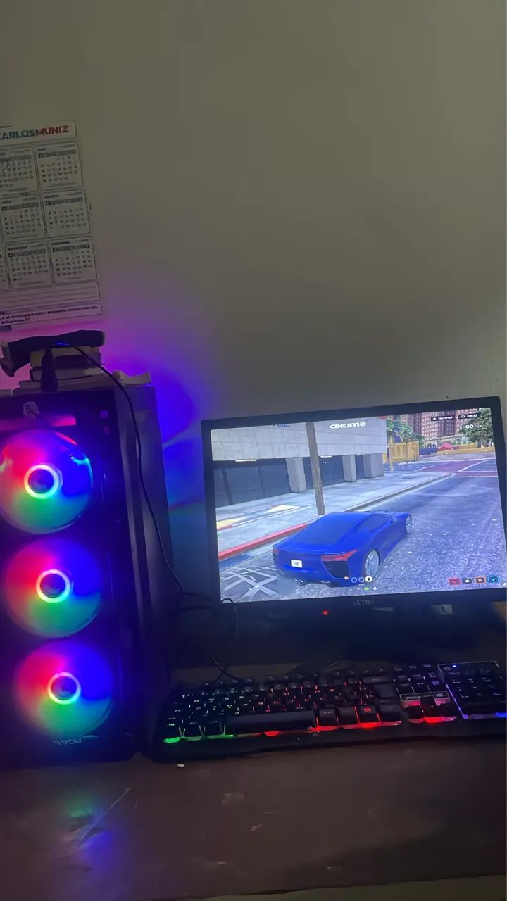 PC GAMER COM MONITOR TECLADO E MOUSE + CABOS