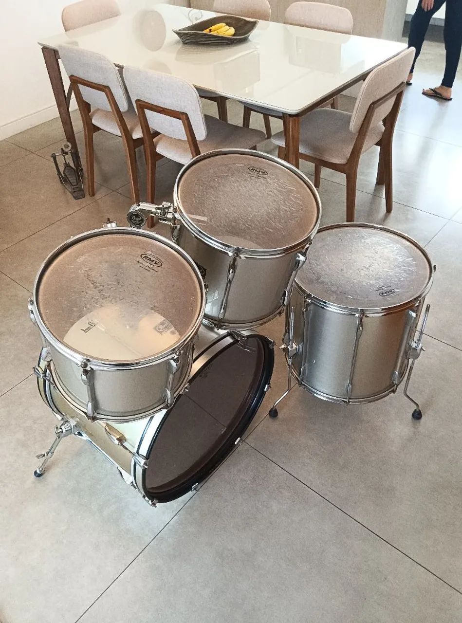 Shell pack de bateria Pearl Export anos 90, holders Unilock, 12,13