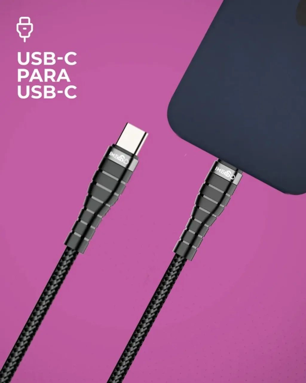 Cabo USB Tipo C x Tipo C Imenso 60W 2 Metros - Carga Rápida - Novo Loja Coimbra Computador - Foto 2