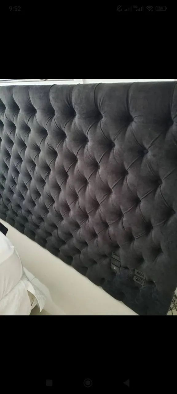 Cabeceira capitonê preta cama king 