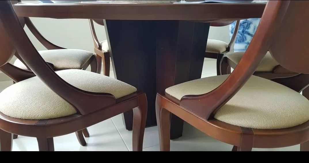 Conjunto Mesa de Jantar Redonda Centro Giratório com 6 Cadeiras - Foto 5