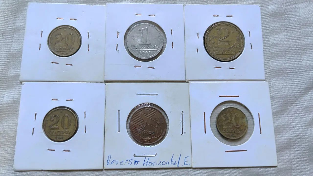 6 Moedas Reverso quase horizontal antigas - Foto 2