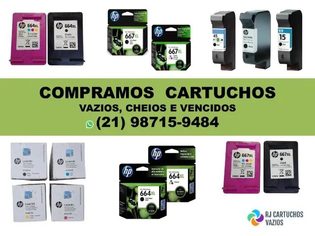 Compra de cartuchos e toners de impressoras vazios, cheios e vencidos