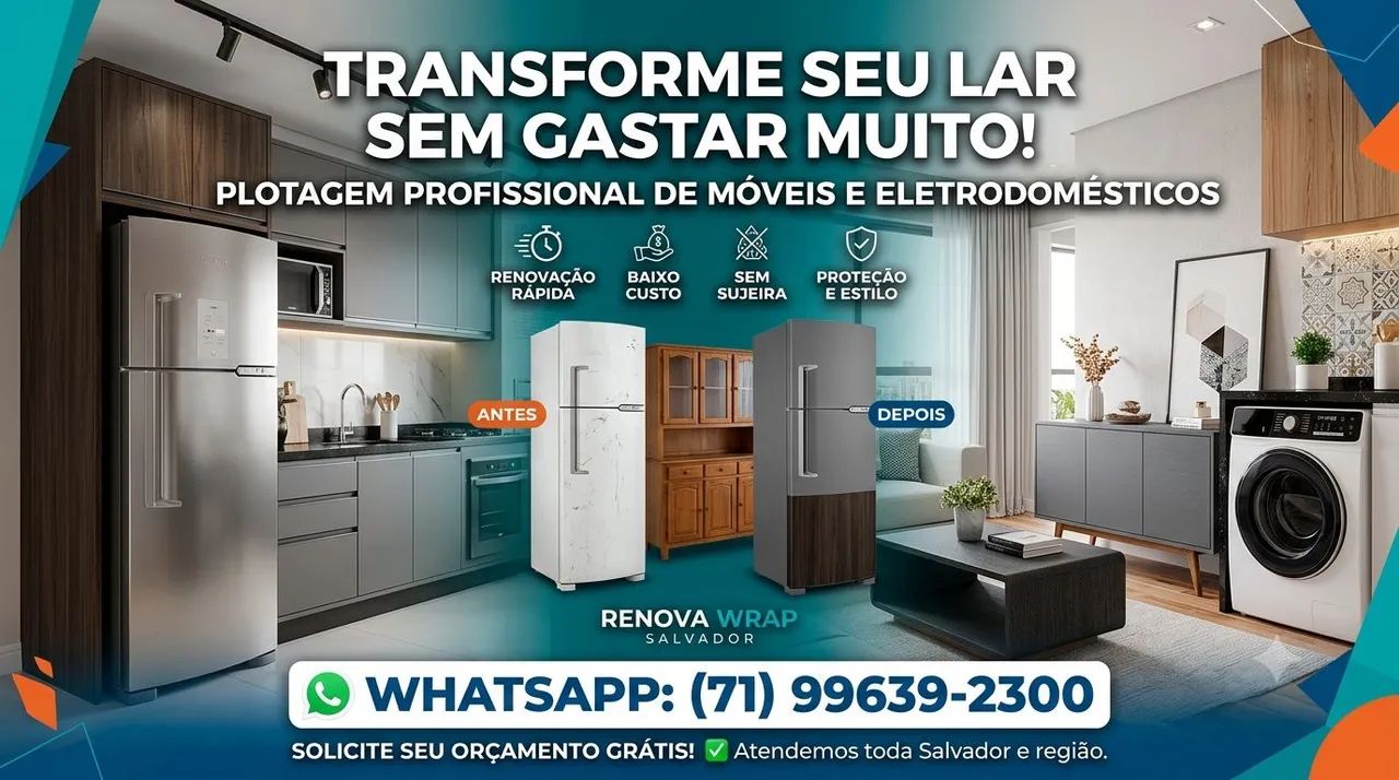 Plotagem de móveis e eletrodomésticos! Faça já seu orçamento: *  