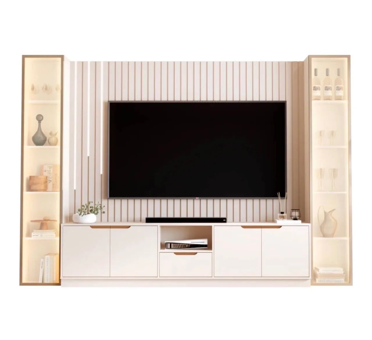 Rack com Painel Ripado  2 Torres com Led Cascata 100%MDF p76 - Foto 2