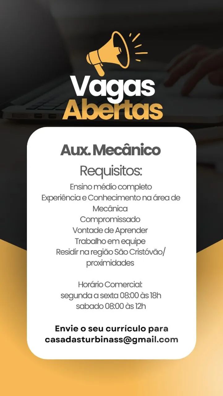 Vaga Auxiliar Mecânico 