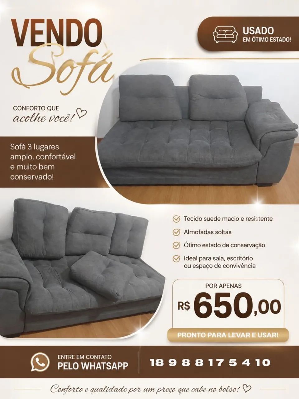 Vendo sofá de 3 e de 2 lugares  - Foto 2