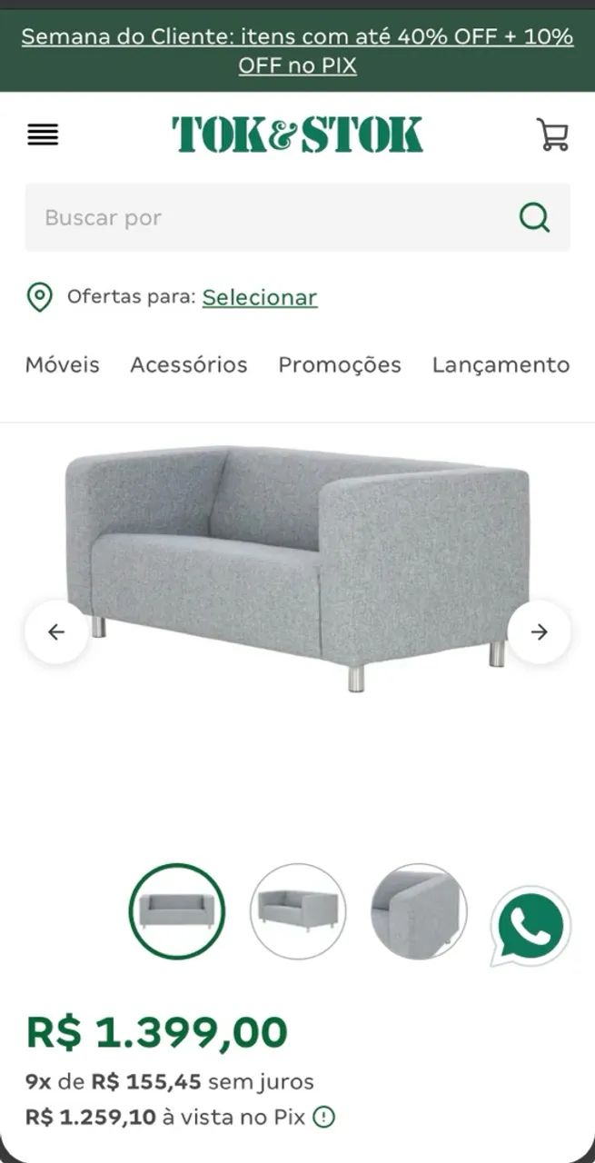 Sofá 1,60m Tok Stok - Foto 5