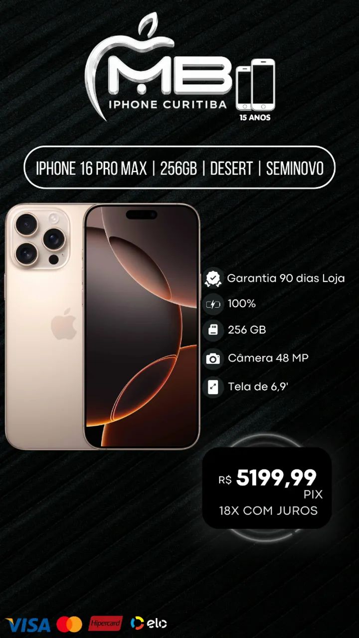 iPhone 16 Pro Max 256GB Seminovo com garantia - Foto 4