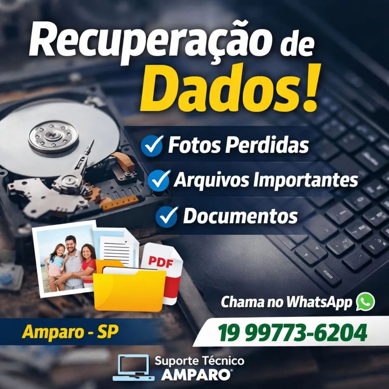 Recuperação de dados em Amparo - Fotos, arquivos e documentos