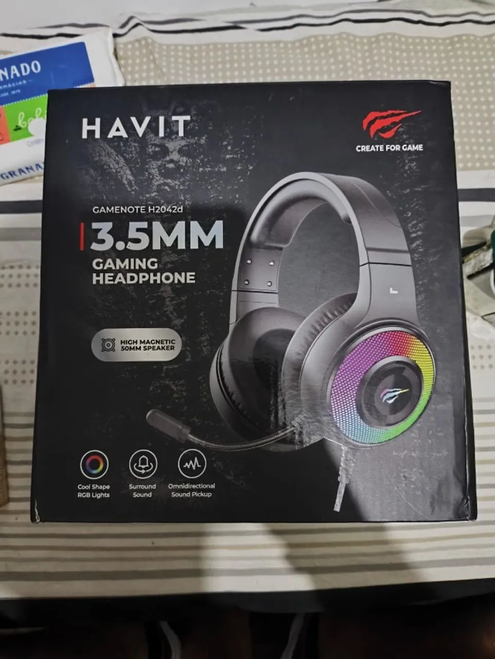 Headset Gamer Havit H2042D RGB Driver 50mm USB + P2 3,5mm Preto (PC/Notebook/Console)