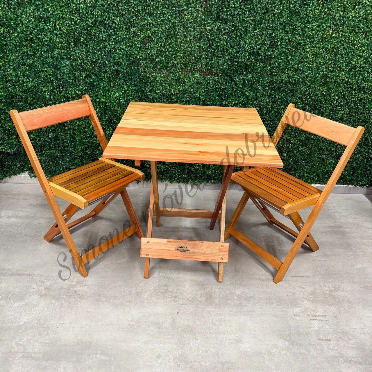 Conjunto de mesa 70x70 dobrável com cadeiras madeira - Foto 2