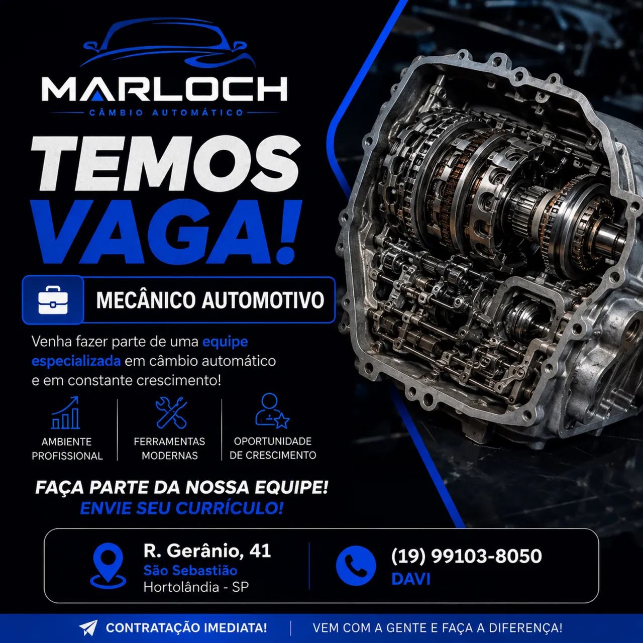 Vaga mecânico automotivo - Hortolândia / contratação imediata