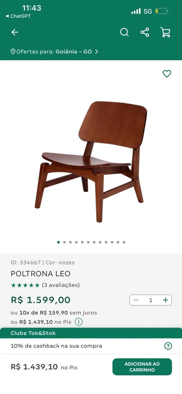 POLTRONA LEO TOKSTOK MADEIRA NOZES - Foto 3