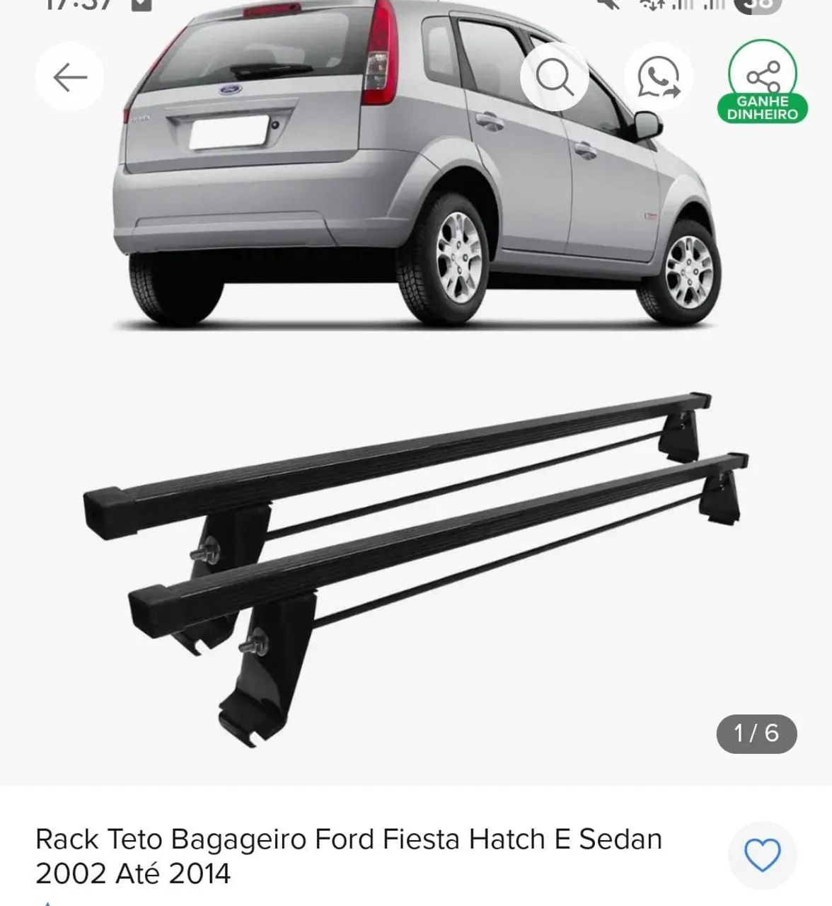 Rack teto fiesta 