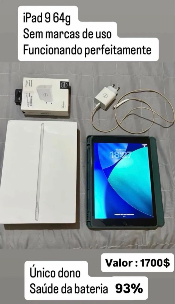 iPad 9 64g impecável 93% saúde da bateria! 