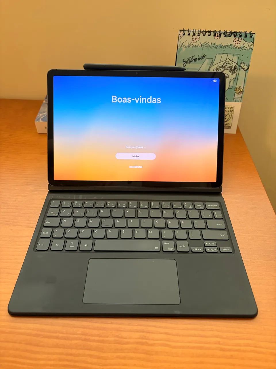 Tablet Samsung S9 com capa teclado e caneta 