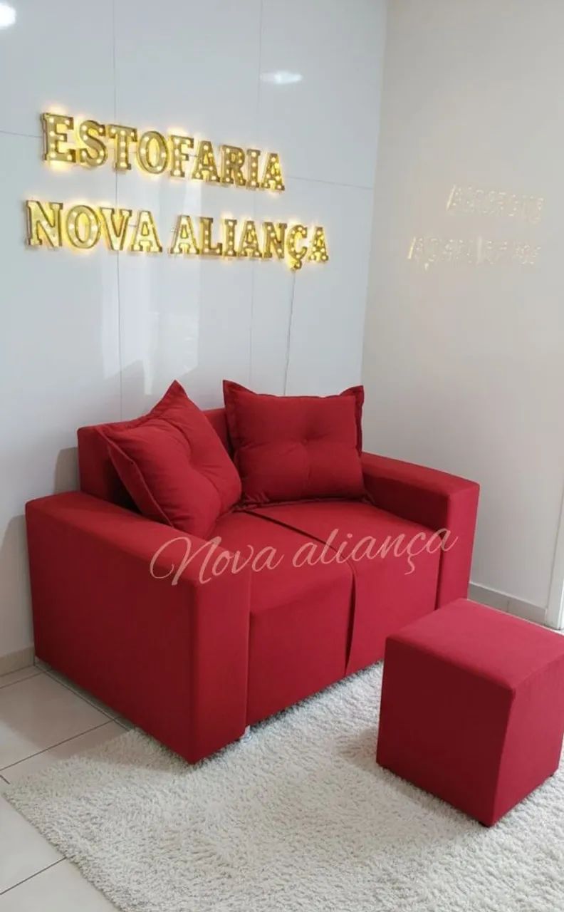 Oferta sofá 2 lugares com puff de brinde entrega grátis  - Foto 3